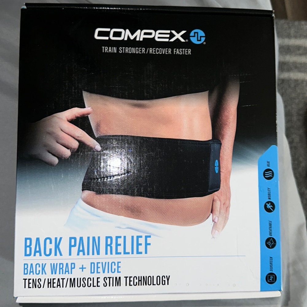 Complex back wrap for pain heats up adjustable brand new in the box